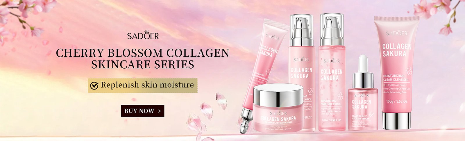 SADOER Cherry Blossom Collagen Skincare Series for replenishing skin moisture