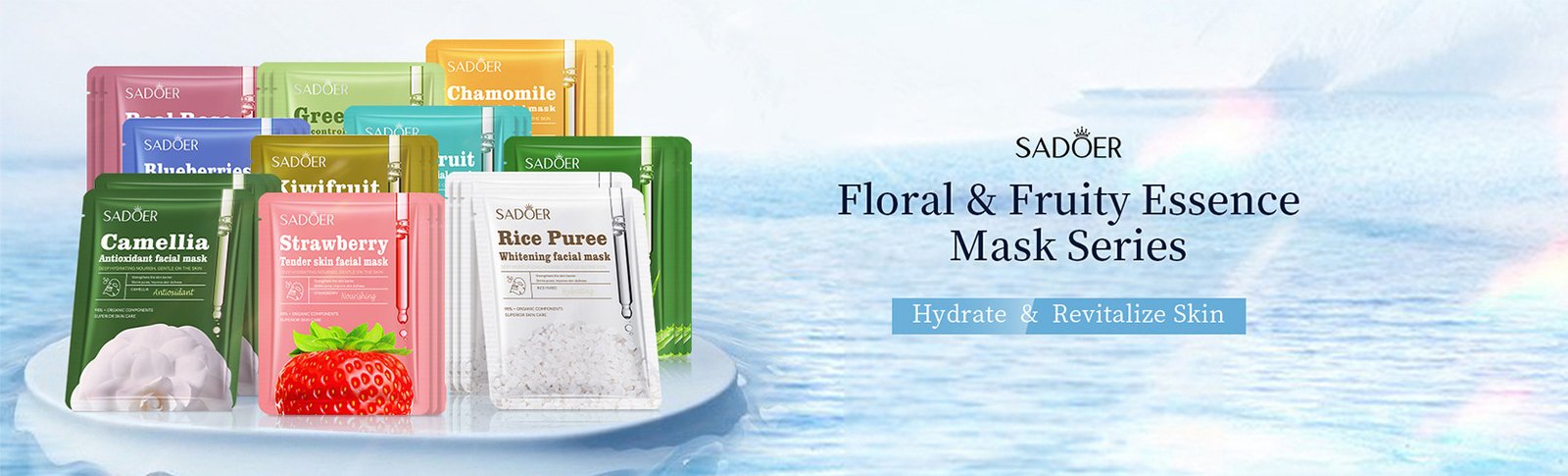 SADOER Floral and Fruity Essence Mask Series for hydrating and revitalizing skin