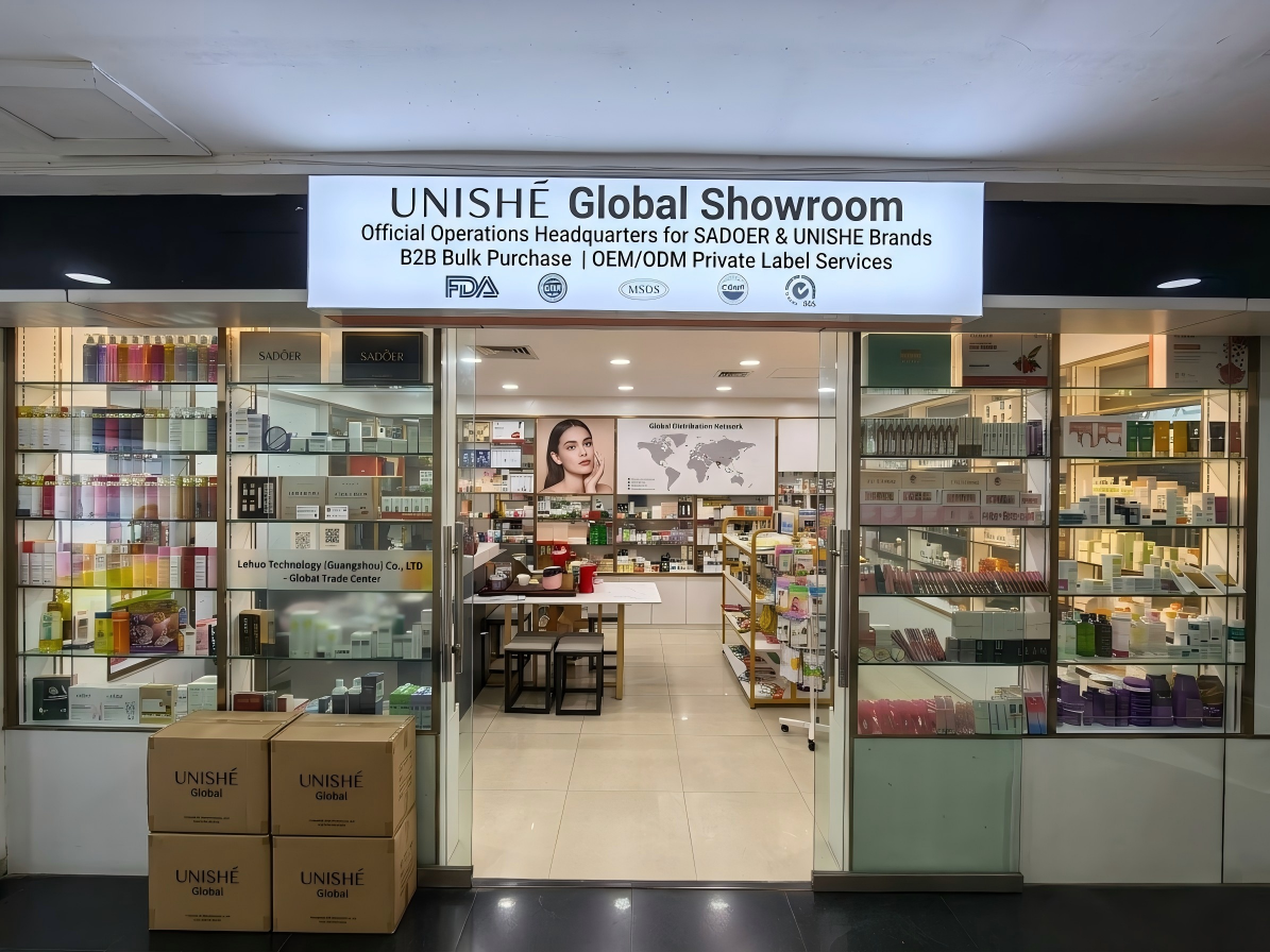 SADOER and UNISHE cosmetics official wholesale showroom operated by UNISHE Factory Group Guangzhou