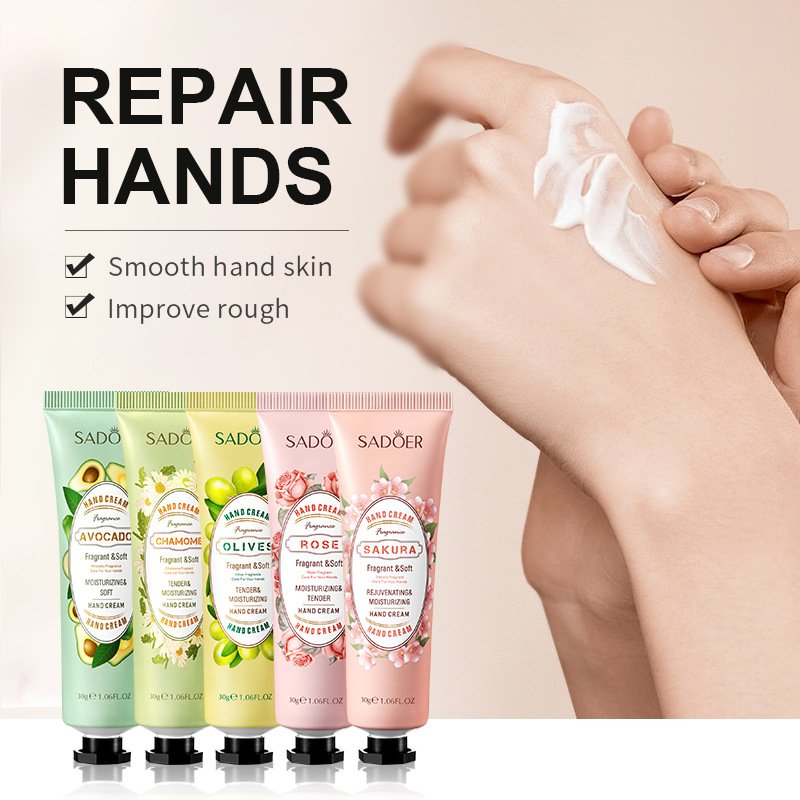 5 plant extract hand cream with avocado olive chamomile cherry blossom rose – refreshing not sticky