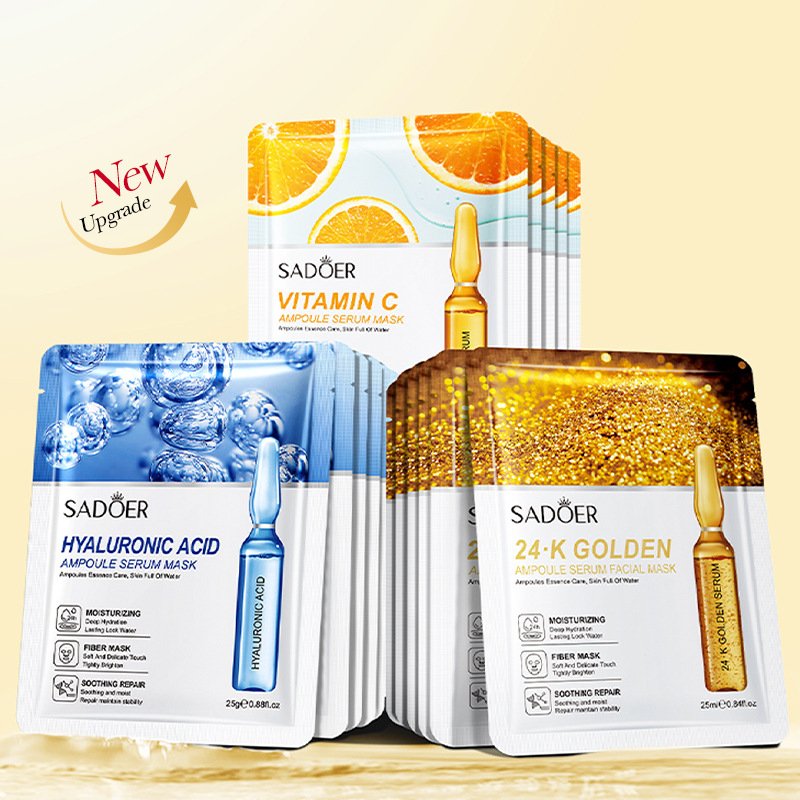 new upgrade sadoer vitamin c mask with hyaluronic acid and 24k golden versions – 25g each