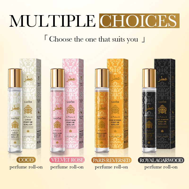 SADOER Perfume Roll-On Set 10ml COCO Velvet Rose Paris Reversed Royal Agarwood Long-Lasting Fragrance Deodorant Body Roll-On Perfume OEM ODM Private Label Wholesale