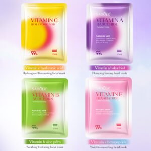 SADOER Natural Vitamin Series Facial Mask (NO.SD15819/15888/15895/15826) - 25ml Private Label / OEM Vitamin B/C/A/E Deep Hydrating & Firming Sheet Mask Wholesale