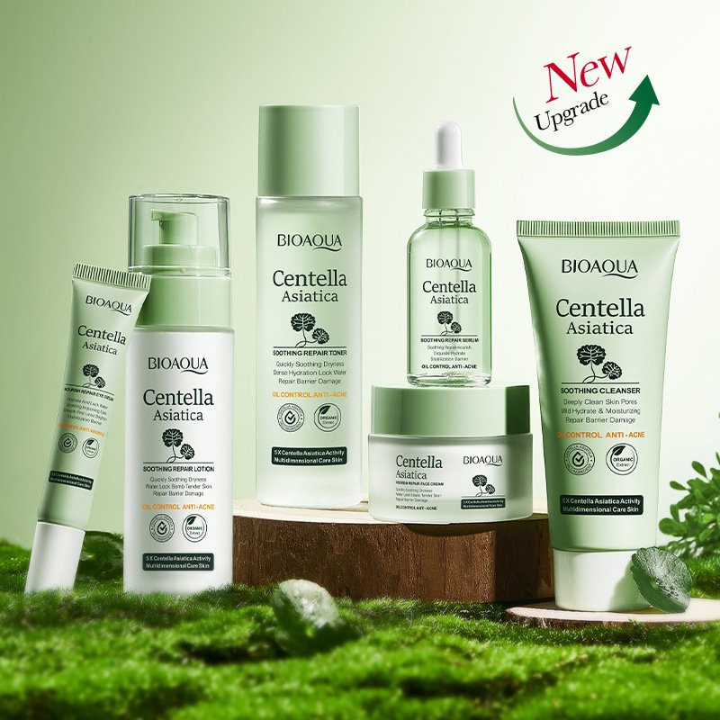 BIOAQUA Centella Asiatica Soothing Repair Skincare Set 6-Piece Wholesale NO.BQY45980 | Oil Control Anti-Acne Barrier Repair Facial Care Gift Box Set - Image 2