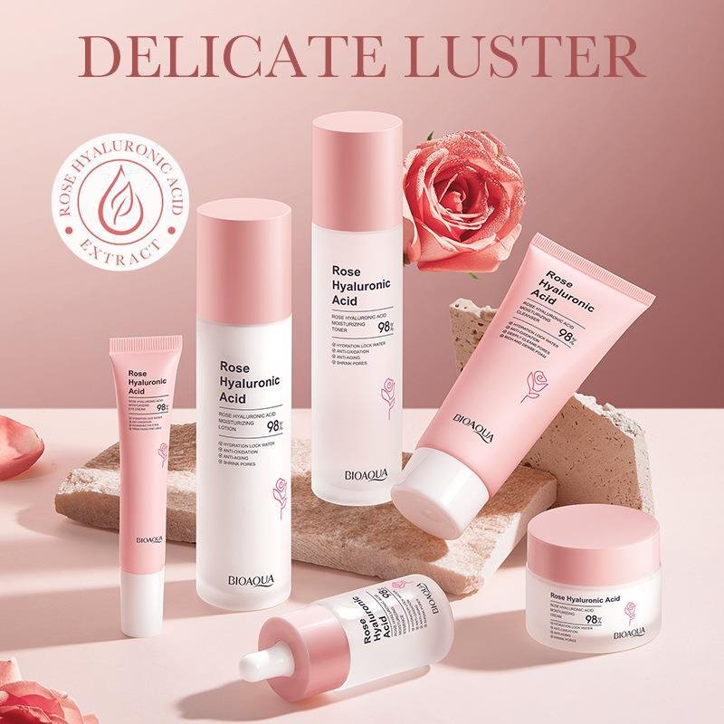 BIOAQUA Rose Hyaluronic Acid Moisturizing 6-Piece Skincare Set NO.BQY42620 | Hydrating & Anti-Oxidation Facial Care Gift Box Wholesale - Image 2