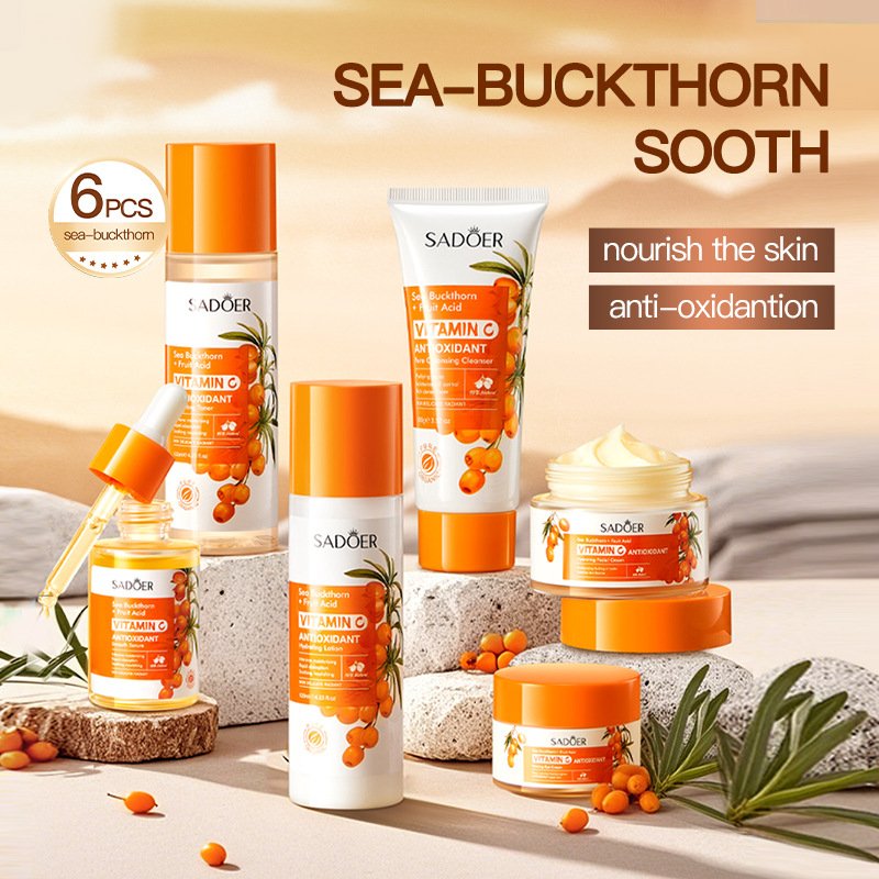 SADOER Sea Buckthorn & Fruit Acid Vitamin C Antioxidant Skincare Set NO.SD49766 | 6-Piece Facial Care Kit Wholesale - Image 2
