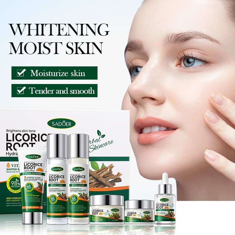 SADOER Licorice Root Vitamin C Whitening 6-Piece Skincare Set (NO.SD88140) | Hydrating & Brightening Facial Care Kit OEM/ODM - Image 5