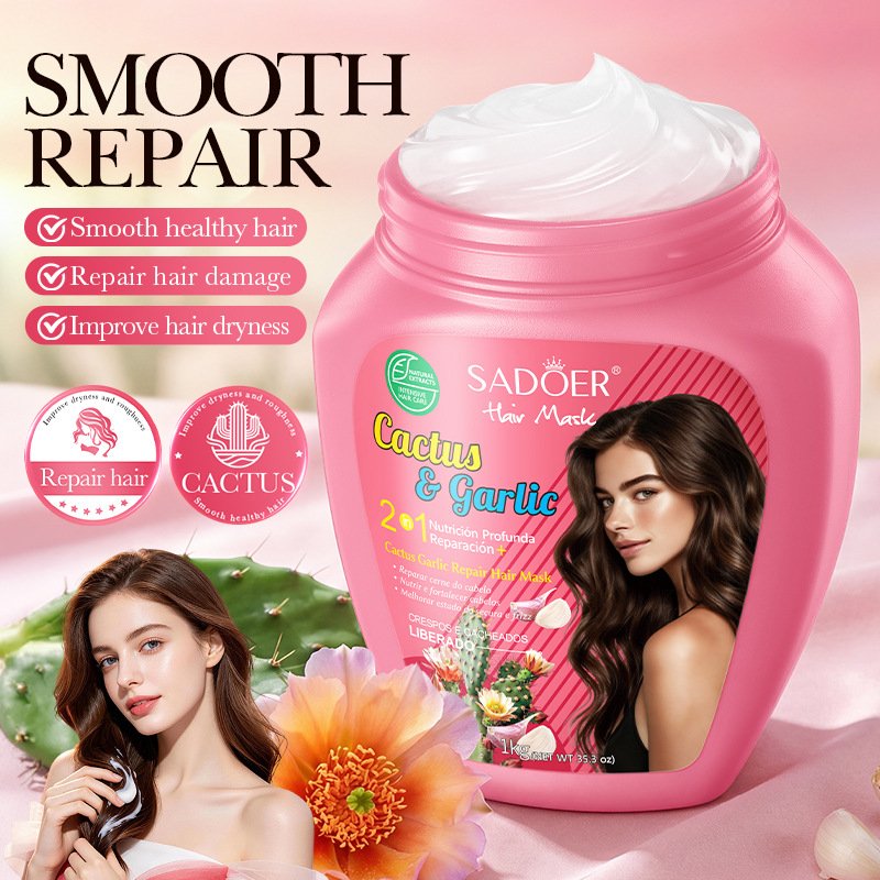 SADOER Hair Mask Repair Moisturizing Nourishing Cactus Garlic Passion Fruit Banana Coconut Oil Linseed Oil Boosts Elasticity Resilience Strengthening Hair Care 2016 Creme Para Porteira OEM ODM Private Label Wholesale - Image 2