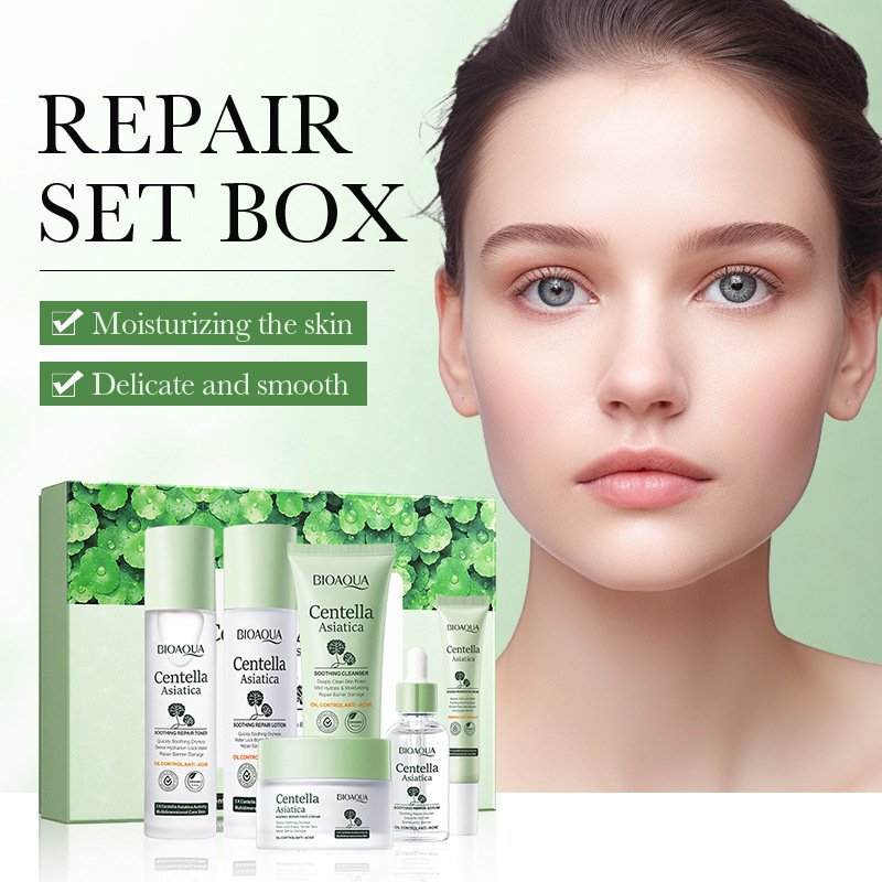 BIOAQUA Centella Asiatica Soothing Repair Skincare Set 6-Piece Wholesale NO.BQY45980 | Oil Control Anti-Acne Barrier Repair Facial Care Gift Box Set - Image 3