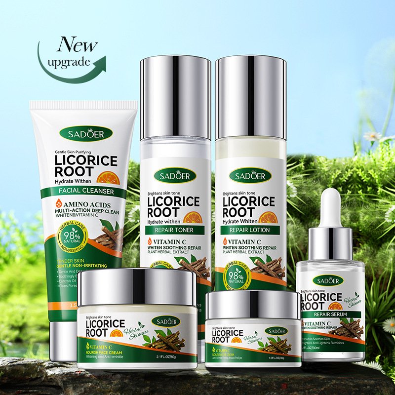 SADOER Licorice Root Vitamin C Whitening 6-Piece Skincare Set (NO.SD88140) | Hydrating & Brightening Facial Care Kit OEM/ODM - Image 4