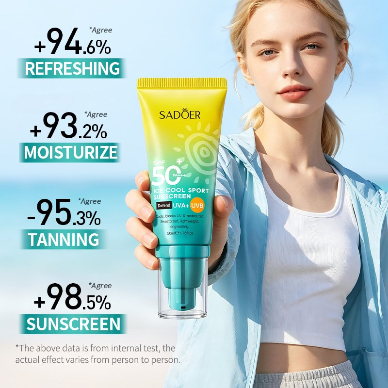 SADOER High Protection Sunscreen SPF50+ PA+++ Series (NO.SD38719 / SD38702) - 50ml Ice Cool Sport & Total Shield UV Protection Wholesale / OEM Private Label - Image 3
