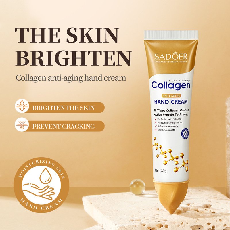 SADOER Collagen Anti-Aging Hand Cream 10 Times Collagen Content Active Protein Technology Firming Moisturizing Hand Repair Cream 30g OEM ODM Private Label Wholesale - Image 3