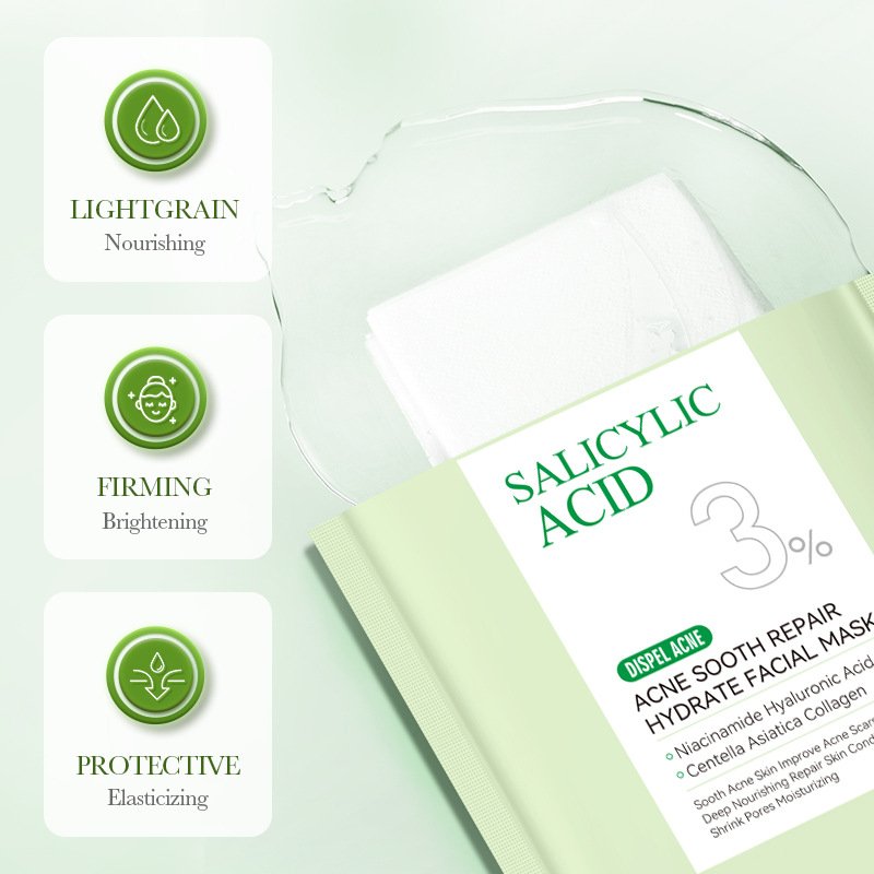 SADOER Salicylic Acid Acne Sooth Repair Hydrate Facial Mask 25g Niacinamide Hyaluronic Acid Centella Asiatica Collagen Pore Shrinking Moisturizing Face Mask OEM ODM Private Label Wholesale - Image 3