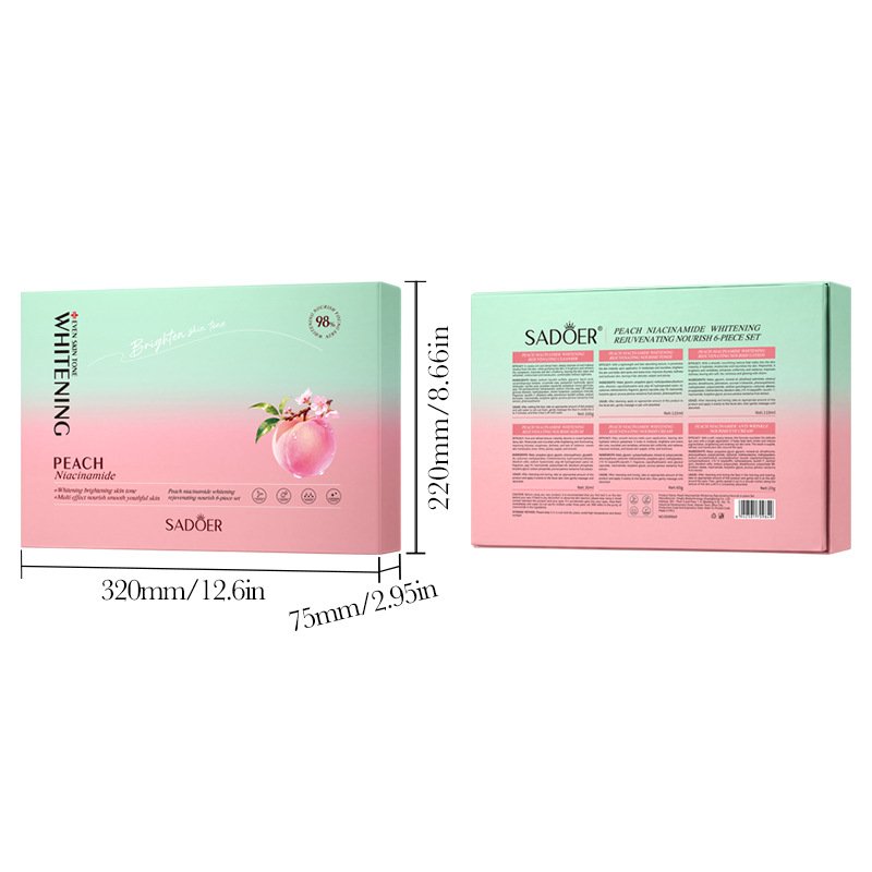 SADOER Peach Niacinamide Whitening Rejuvenating Nourish 6-Piece Skincare Set (NO.SD09849) | Facial Care Gift Box Wholesale & Custom Private Label OEM/ODM - Image 5