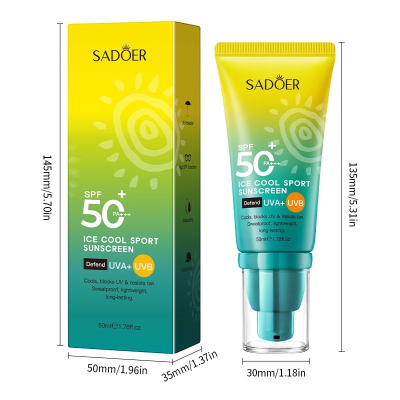 SADOER High Protection Sunscreen SPF50+ PA+++ Series (NO.SD38719 / SD38702) - 50ml Ice Cool Sport & Total Shield UV Protection Wholesale / OEM Private Label - Image 4