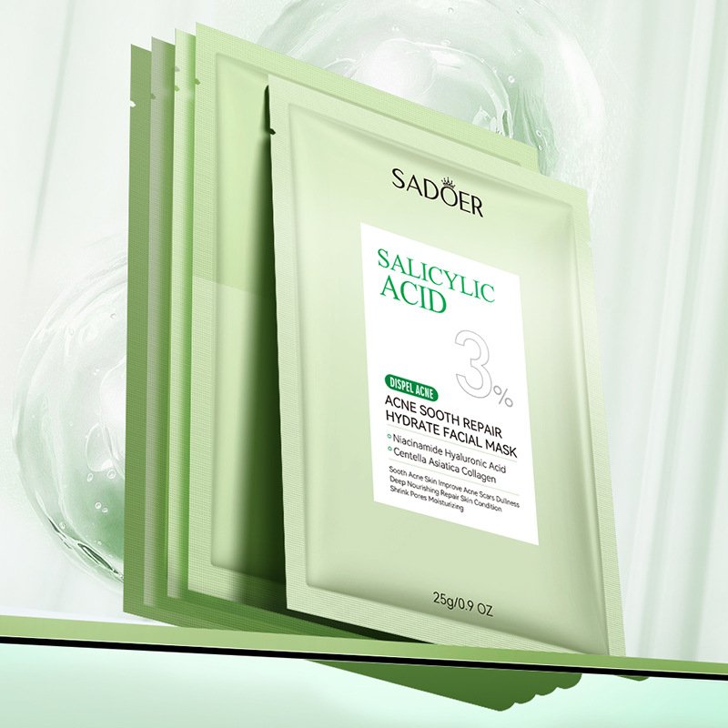 SADOER Salicylic Acid Acne Sooth Repair Hydrate Facial Mask 25g Niacinamide Hyaluronic Acid Centella Asiatica Collagen Pore Shrinking Moisturizing Face Mask OEM ODM Private Label Wholesale - Image 4