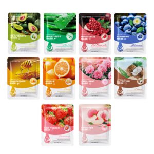 FAYANKOU Facial Mask Set 25g Rose Orange Coconut Pomegranate Peach Blueberry Aloe Avocado Strawberry Moisturizing Whitening Brightening Hydrating Face Mask OEM ODM Private Label Wholesale
