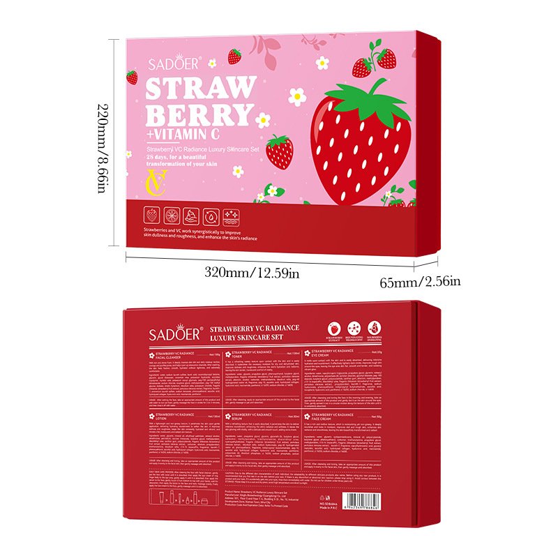 SADOER Strawberry + Vitamin C Radiance Skincare 6-Piece Set NO.SD86846 | Hydrating & Brightening Facial Care Gift Box Wholesale - Image 6
