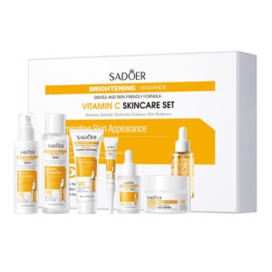 SADOER 6-in-1 Vitamin C Skincare Kit Niacinamide Brightening Hydrating Anti-Aging Facial Care Gift Set Private Label