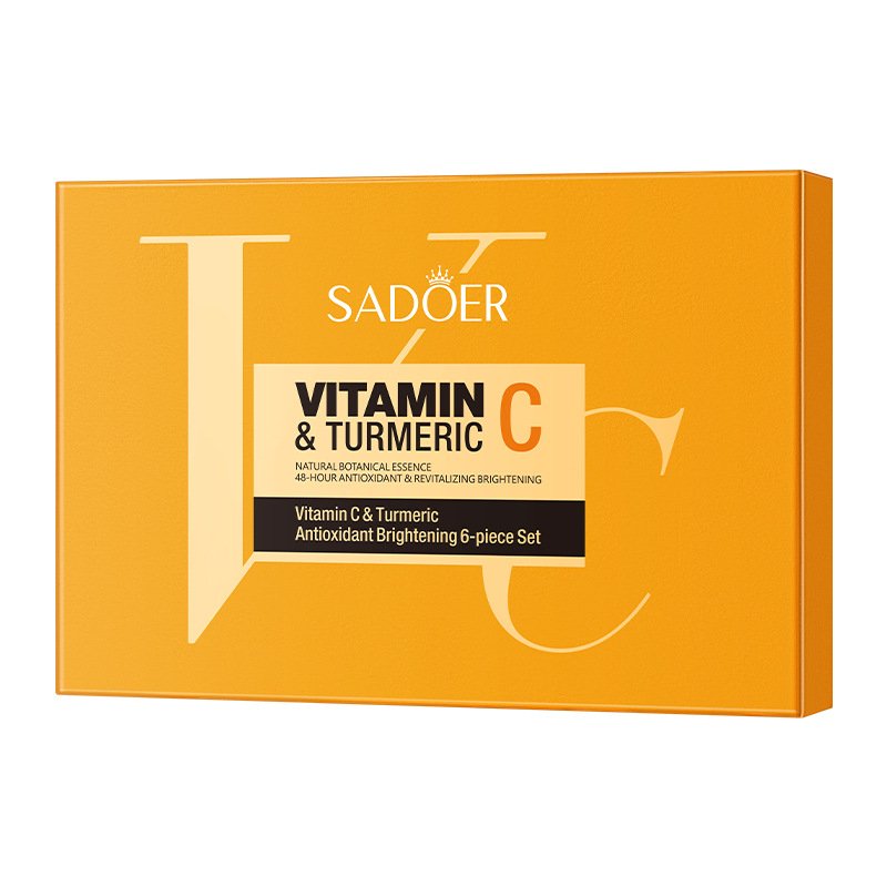 SADOER Vitamin C & Turmeric 6-Piece Antioxidant Brightening Skincare Gift Set (NO.SD13662) - Facial Care Kit with Cleanser, Toner, Eye Cream, Serum, Lotion & Cream - Image 6