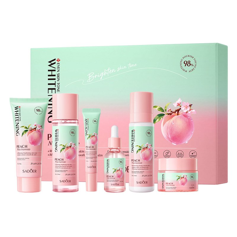 SADOER Peach Niacinamide Whitening Rejuvenating Nourish 6-Piece Skincare Set (NO.SD09849) | Facial Care Gift Box Wholesale & Custom Private Label OEM/ODM