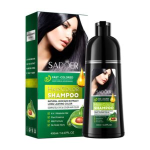 SADOER 4 in 1 Hair Color Shampoo Argan Oil Avocado Extract Fast Dyeing Gray Hair Cover Natural Black Chestnut Brown OEM ODM
