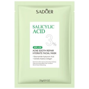 SADOER Salicylic Acid Acne Sooth Repair Hydrate Facial Mask 25g Niacinamide Hyaluronic Acid Centella Asiatica Collagen Pore Shrinking Moisturizing Face Mask OEM ODM Private Label Wholesale