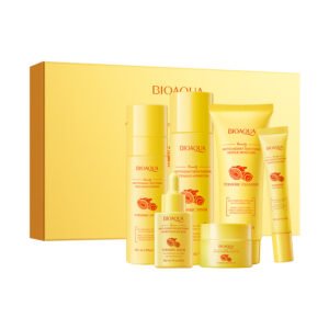 BIOAQUA Turmeric Skin Gift Box Six-Piece Set (NO.BQY50410) - Anti-Oxidant, Soothing & Brightening Skincare Set with Cleanser, Toner, Lotion, Eye Cream, Serum & Face Cream