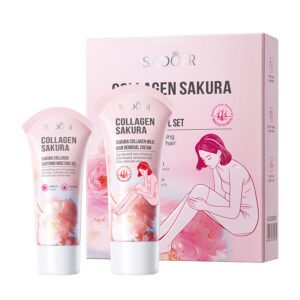 SADOER Sakura Collagen Mild Hair Removal Set (NO.SD82985) | Gentle Depilatory Cream & Soothing Gel 2-Piece Kit Wholesale & OEM/ODM Custom Private Label