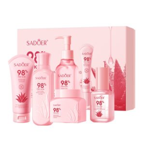 SADOER 98% Pink Aloe Soothing Moisturizing 6-Piece Skincare Gift Set (NO.SD87416) | Aloe Barbadensis Facial Care Kit Wholesale & OEM/ODM Custom Private Label