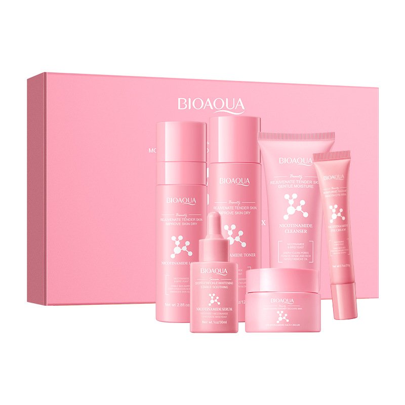 BIOAQUA Nicotinamide Moisturizing 6-Piece Skincare Set (NO.BQY50564) | Brightening & Hydrating Facial Care Kit OEM/ODM