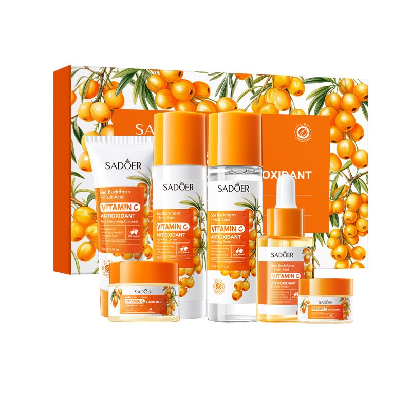 SADOER Sea Buckthorn & Fruit Acid Vitamin C Antioxidant Skincare Set NO.SD49766 | 6-Piece Facial Care Kit Wholesale